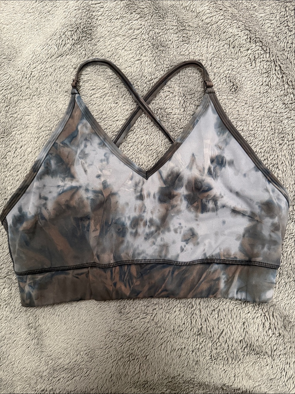 Til You Collapse Tie-Dye Crisscross Sports Bra - Black & Brown